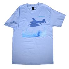 T-shirt, mens, watercolor treeline Beaver, blue, 2XL