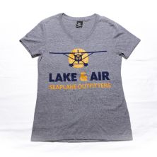 Aluminum Grey V-Neck Lake & Air Logo Tee - XL