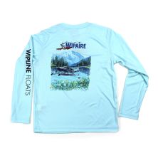 Kid's Caravan and Blooms on a Mountain Lake Sun Shirt in Seagrass